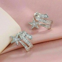 0.60Ct Round Cut VVS1/D Diamond Elegant Star Stud Earrings 14K White Gold Finish - £86.00 GBP