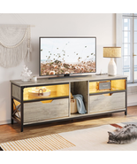 TV Stand Entertainment Center LED Lights Charging Station for TVs up to ... - £156.56 GBP