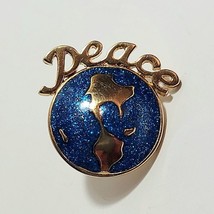 Vintage Avon Earth Peace 1&quot; Pin Blue Metallic 1989 - $21.49