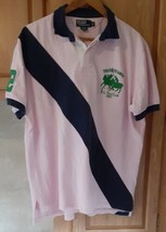 Vtg Polo Ralph Lauren Mens Large Polo Club #2 Big Pony Stripe Embroidered Pink - £23.35 GBP