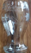 VINTAGE ~ Clear Etched Glass ~ Floral Design Vase ~ 9.5&quot; x 4.75&quot; - £28.09 GBP