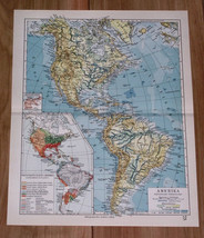 1928 Original Vintage Physical Map Of Americas Mountains Rivers Andes Rockies - £13.62 GBP
