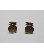 Vintage Gold Tone Hexagon/Burst Pattern Mens Cufflinks, 1/2&#39;&#39; Inch Diameter - £7.49 GBP