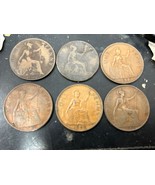 6 Large 1899 1907 11 20+ English One Penny England Great Britain United ... - £7.82 GBP