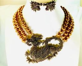 HEIDI DAUS &quot;MYSTICAL DRAGON&quot; NECKLACE AND EARRING SET - £215.09 GBP