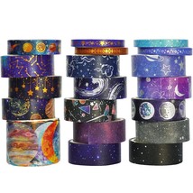 Galaxy Washi Tape Set Starry Gold Silver Foil Decorative Tapes For Arts,... - £14.60 GBP