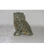 Vintage Hand Carved Natural Stone Soapstone Figurine Owl w Baby Inside S... - £23.67 GBP