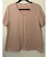 Calvin Klein Performance V-Neck Womens T-Shirt Size XL 100% Cotton Pale ... - $190.36 MXN