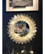 Handmade Selenite Crystal Round Wall Mirror | Elegant Bathroom &amp; Home Decor - £282.10 GBP+