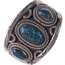 c1970&#39;s Lander Blue Turquoise Native American Silver bracelet - £19,665.35 GBP