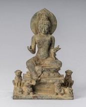 Antique Indonesian Style Seated Bronze Javanese Teaching Buddha - 18cm/7&quot; - £1,275.85 GBP