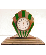 Art Deco Small Chrome Silver and Green Desk Clock - $90.63 CAD