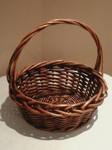 12&quot; Diameter Basket Fruit Wicker Oval Round Circle Tall Handle Light Wov... - £21.01 GBP