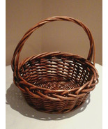 12&quot; Diameter Basket Fruit Wicker Oval Round Circle Tall Handle Light Wov... - $504.23 MXN