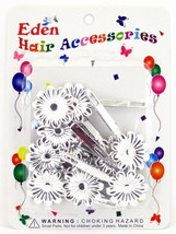 EDEN GIRLS SELF HINGE FLOWER HAIR BARRETTES - SILVER - 18 PCS. (58116) - $7.99