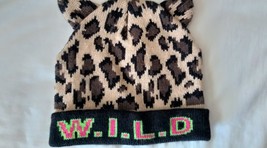 W.I.L.D. Warm Winter Knitted Beanie Cap Animal Print Tiger Cats Ears One Size - £36.19 GBP