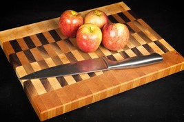 Large Walnut Maple Cherry End Grain Cutting Board Butcher Block Kitchen Gift - £175.45 GBP