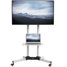 VIVO White Mobile TV Cart for 32" to 83" LCD LED Plasma Flat Panel Stand - £136.21 GBP