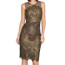 Bcbgmaxazria Tan And Gold Lace Bodycon Dress Size 2 - £58.39 GBP