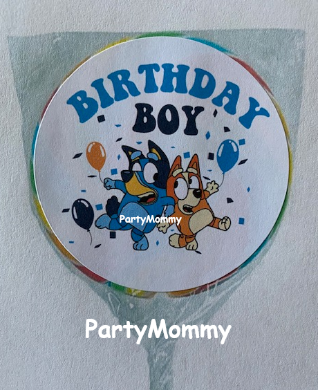 Bluey Birthday Boy Stickers Party Favor Labels Tags 2.5" (12) Custom Made