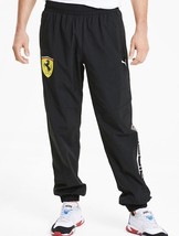 NWT men&#39;s medium PUMA X Scuderia FERRARI Street Woven Pants 596138 02 Black - $52.24