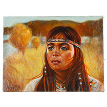 Sans Titre (Native American Girl Sur Prarie) Par Anthony Sidoni 1986 Huile Toile - $7,857.99