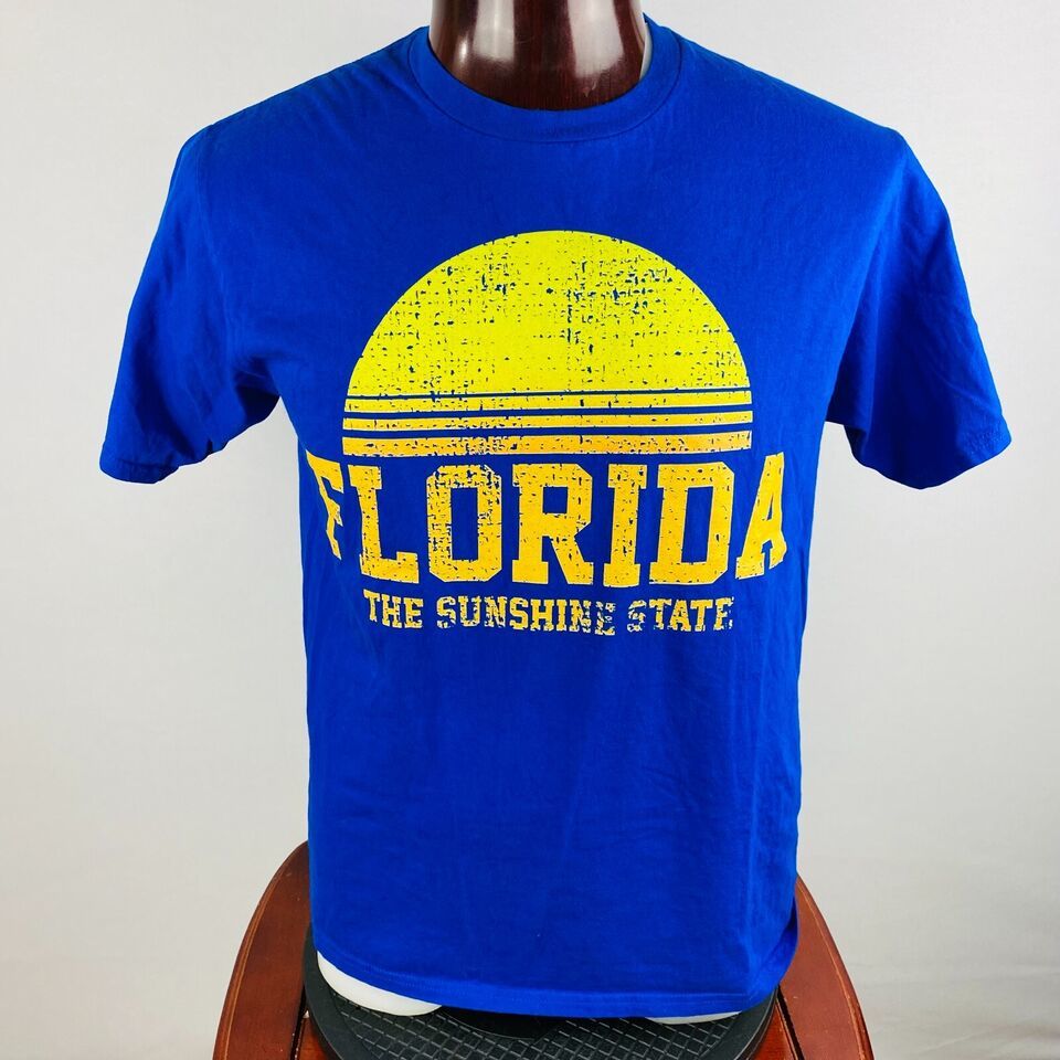 Primary image for Florida The Sunshine State Mens Unisex Large L Blue Yellow Short Sleeve T-Shirt