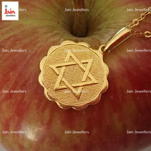 18 K Solid Yellow Gold Jewish Star Of Magen David Judaica Chain Necklace Pendant - £1,463.92 GBP+