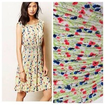 Yoana Baraschi Meadowlight Floral Pleated Dress SMALL Anthropologie - £54.29 GBP