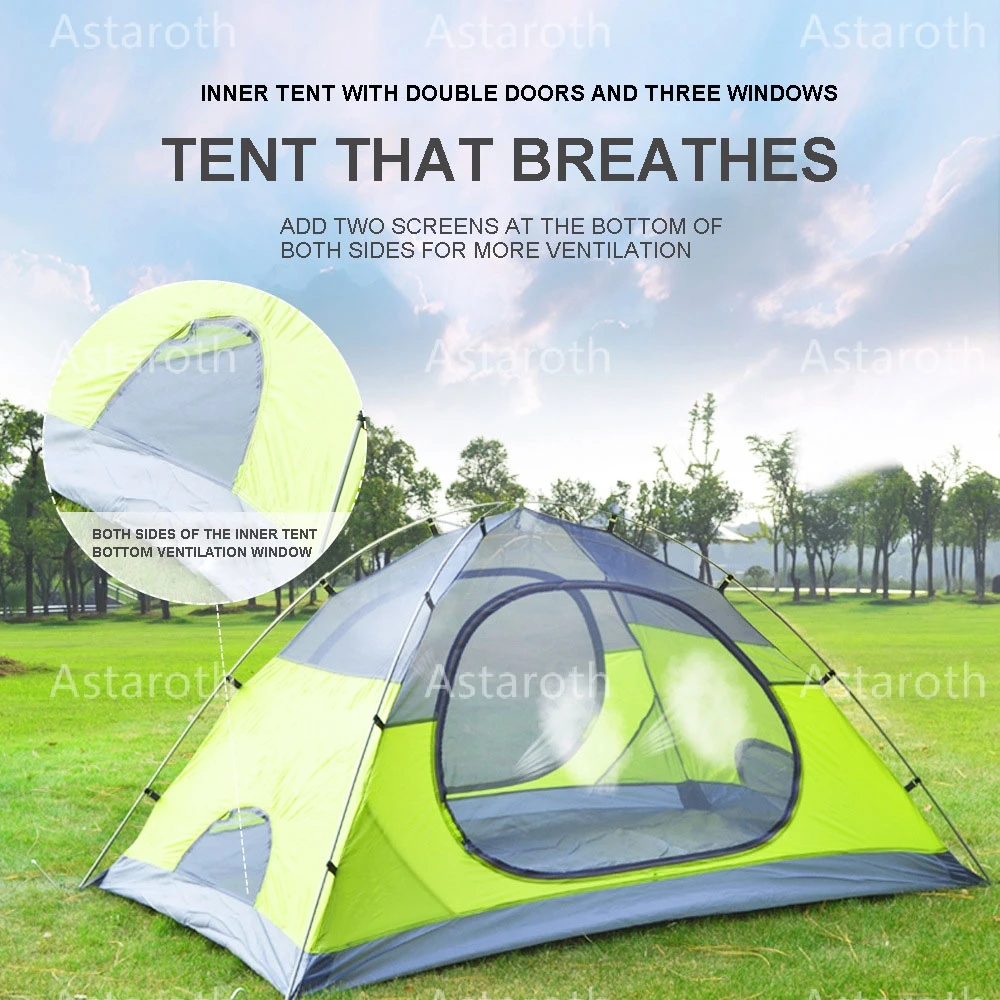 2-3Persons 4 Seasons Skirt Tent Camping Outdoor Double Layers Aluminum Pole Anti - £138.70 GBP