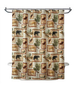 Cabin Pine Bear Creek Wildlife Lodge Forest Fabric Shower Curtain, 72&quot;x ... - £19.46 GBP