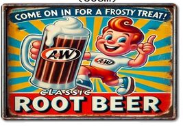 A&amp;W Rectangle Rectangular Aluminum Retro Remake Sign  12x8 H - $34.84 CAD