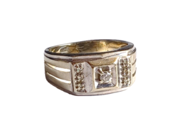 Antique Men&#39;s Diamond &amp; 14K White Gold Ring / Wedding Band - £708.13 GBP