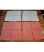 4-Vintage Linen Napkins Light Blue &amp; Coral Great Crafting - $8.00