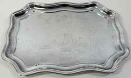 I) Vintage Etched Canada Souvenir Silver Plate Serving Tray 16&quot; x 12&quot; - £15.47 GBP