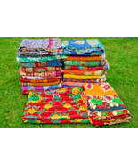 Indian Vintage Kantha Quilt Bedspread Handmade Quilt Throw Cotton Blanket - $32.22+