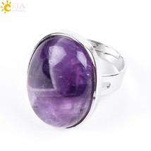 CSJA Reiki Natural Gem Stone Finger Ring for Men Women Pink Quartz Tiger Eye Lap - £6.77 GBP