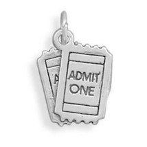 925 Silver ADMIT ONE 3D Movie Tickets Scripted Charm Antique Unisex Neck... - £42.90 GBP