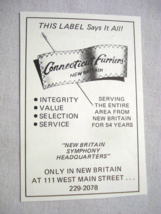 1976 Ad Connecticut Furriers, New Britain, Ct. This Label Says It All! - $167.57 MXN