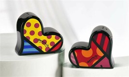 Romero Britto Salt Pepper Shakers Hearts Design #339049 Love Retired Collectible