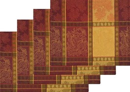 Set Of 4 Fabric Jacquard Placemats (13&quot;x19&quot;) Fall,Pumpkins &amp; Leaves Patchwork,Lp - £17.44 GBP