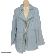Studio by Denim &amp; Co. Womens Open Front Jacket with Waist Tie Medium Ble... - $46.22