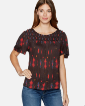 Lucky Brand Women&#39;s Diamond Print Viscose Scoop Neck Top Blouse Sz XS NWT - £14.83 GBP