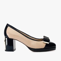 The Fano Beige Leather Cap Toe Block Heel Pump Women Shoe image 8