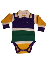 Mardi Gras Purple Green Gold Big Stripe 9/12 Mth Baby Infant Long Sleeve Romper - £17.11 GBP