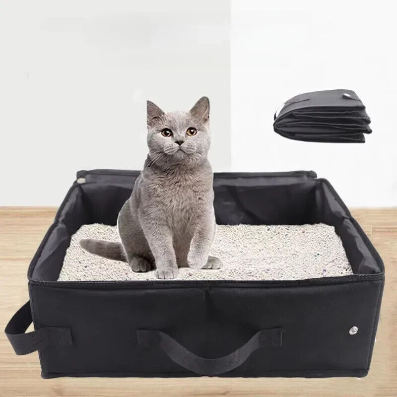 Portable Cat Litter Box Folding Travel Pet Dog Toilet Waterproof Foldable Tray