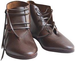 Medieval Ankle Rubber Sole Shoes Hand Made Brown or Black ABS (Black, USA-7) - £55.33 GBP