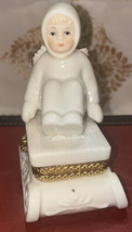 Formalities By Baum Bros Snow Angel Porcelain Trinket Box  w/ gold accents. - £8.84 GBP