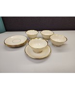 Set of 4 Lenox Mansfield China Tea cup &amp; Saucer Vintage gold mark Ivory ... - £26.16 GBP