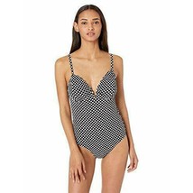 Jessica Simpson Scalloped Edge V-Wire One-Piece L Large Black White Dot New - £26.84 GBP